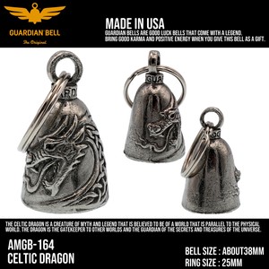 ガーディアンベル　USA　ケルトドラゴン　お守り 　バイカー　ベル キーホルダー　ラッキーベル　アメリカ