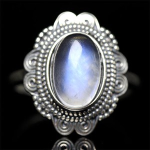 Silver-Based Pearl/Moon Stone Ring Rings