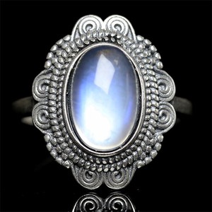 Silver-Based Pearl/Moon Stone Ring Rings