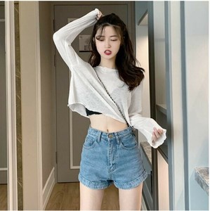 【再入荷!!】クロップド丈シースルーカットソートップス
