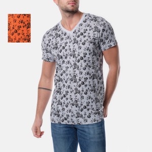 T-shirt Flower Print V-Neck Tops