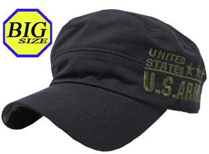 【大きいサイズ帽子 最大約65cm 調節可能】ワークキャップ  レールキャップ リアルアーミー柄 ブラック