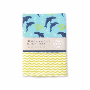 町娘のハンカチーフ【親子イルカ】ガーゼハンカチ　水族館篇　日本製