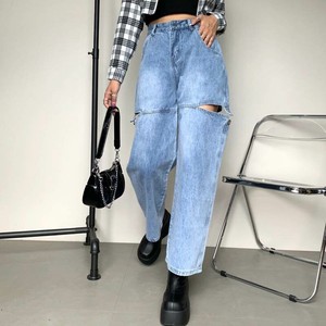 Denim Full-Length Pant Buttons Wide Pants 2023 New
