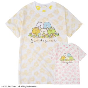 Kids' Short Sleeve T-shirt Sumikkogurashi San-x Floral Pattern Spring/Summer Short-Sleeve