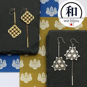 Pierced Earringss Earrings Cloisonne Hemp Leaves Japanese Pattern Made in Japan