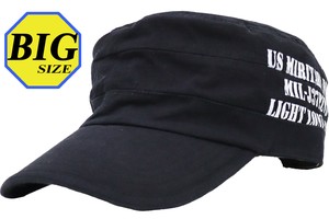 【大きいサイズ帽子 最大約65cm 調節可能】ワークキャップ  アーミーサイドプリント ブラック