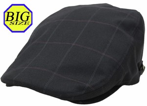 【大きいサイズ帽子 最大65cm】ハンチング ウィンドチェック柄 ブラック