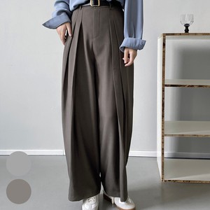 Full-Length Pant Brown Waist Spring/Summer Buttons Wide Tuck
