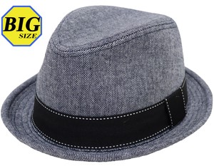 【大きいサイズ帽子 最大約61cm】中折れハット 中折れ帽子 マニッシュ シャンブレー ネイビー