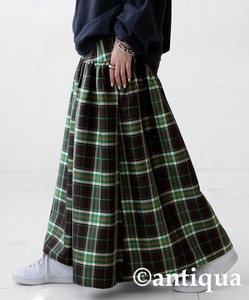 Antiqua Skirt Long Plaid Flare Skirt Ladies'
