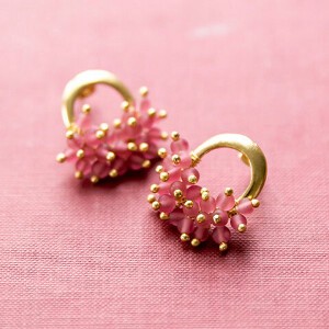 Pierced Earrings Glass Pink