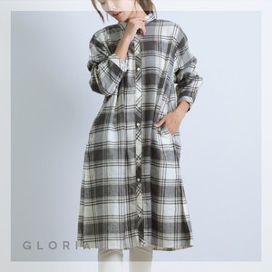 Casual Dress Yarn-dyed Checked Pattern Front Opening One-piece Dress Autumn/Winter 2023