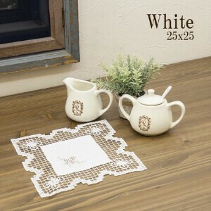タスカニレース　［スクエア（ 25x25 ）：5 枚セット］　White
