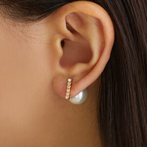 Pierced Earrings Titanium Post Pearl 2Way Jewelry Rhinestone Made in Japan