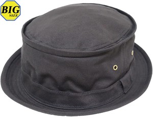 【大きいサイズ帽子 約65cm】ポークパイハット テラピンチハット コットン 無地 ブラック