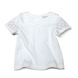 Kids' Short Sleeve T-shirt Lace Sleeve M Made in Japan