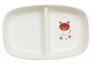 キッズ 深仕切皿 くま ピンク 撥水加工 樹脂製 こども用食器  日本製 made in Japan