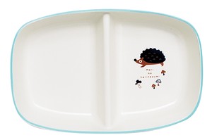キッズ 深仕切皿 はりねずみ ブルー  撥水加工  樹脂製 こども用食器  日本製 made in Japan