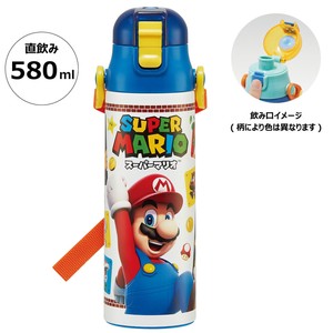 【スーパーマリオ】『ロック付ワンプッシュダイレクトボトル 580ml』　〜超軽量〜