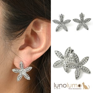 Pierced Earringss Flower sliver Sparkle Rhinestone Ladies'