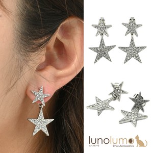 Pierced Earringss sliver Star Sparkle Stars Ladies'