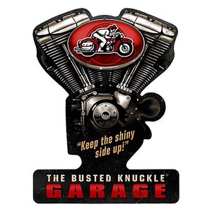 【スティールサイン】【モーター サイクル ＆ ガレージ】Busted Knuckle Garage PT-BUST-026