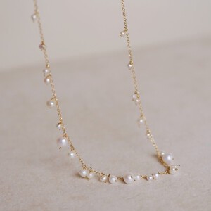 Pearls/Moon Stone Gold Chain Necklace