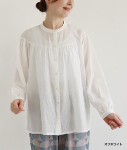 Button Shirt/Blouse Gathered Blouse Made in Japan