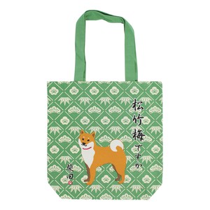 Tote Bag Shiba Dog Pocket Japanese Plum Japanese Pattern
