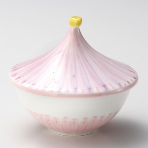 ≪メーカー取寄≫ピンク菊かさ型円菓子碗