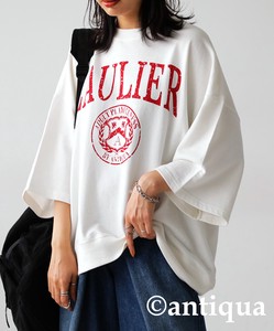 Antiqua Button Shirt/Blouse Pullover Brushed Sweatshirt Tops Ladies College Logo