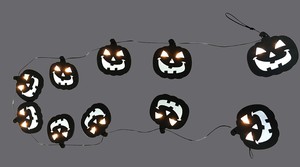 【Halloween】ブラックパンプキンガーランド　室内イルミネーション　ジャックオーランタン