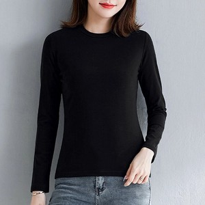 T-shirt Plain Color Long Sleeves T-Shirt Ladies' Autumn/Winter