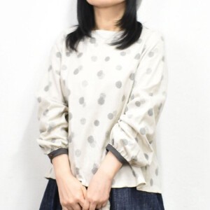 Button-Up Shirt/Blouse Polka Dot Made in Japan