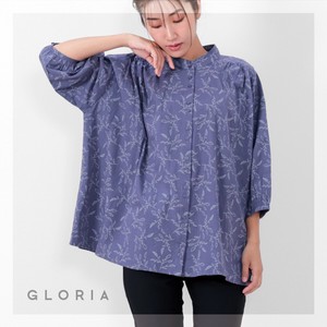 Button Shirt/Blouse Shirtwaist Floral Pattern Cotton Linen