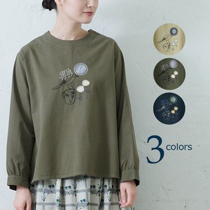 Button Shirt/Blouse Bird Flower Embroidery Autumn/Winter
