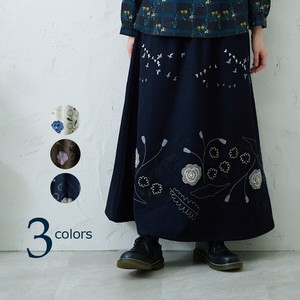 秋冬【鳥と花刺繍スカート】