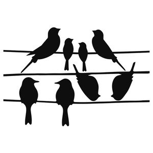 【特価品】エッシャートデザイン　ウィンドウステッカー birds on wire