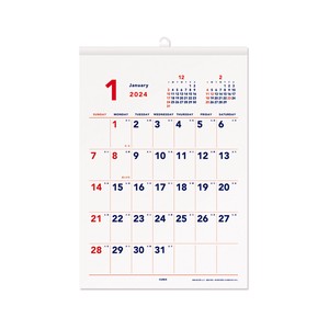【数量限定】2024年版カレンダー　ベーシック 壁掛けA4タテ　手帳・カレンダー　日本製