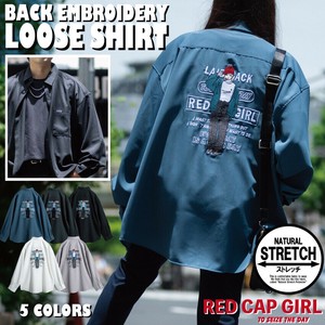 Button-Up Shirt Polyester Embroidered