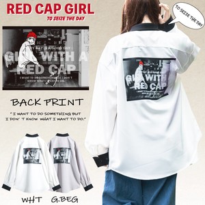 【SPECIAL PRICE】RED CAP GIRL ナチュラルストレッチポリエステル バック転写 ルーズサイズ長袖シャツ