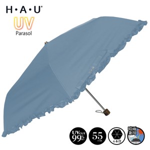 晴雨兼用無地フリル折傘55cm【2023新作・パラソル・日傘・UV・紫外線】
