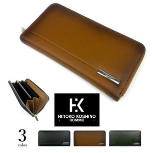 Long Wallet Round Fastener Genuine Leather 3-colors