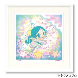 【額付きｼﾞｸﾚｰ版画】吉田すずか「人魚アクビ」