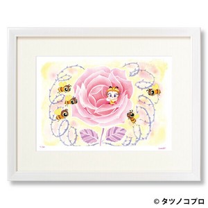 【額付きｼﾞｸﾚｰ版画】吉田すずか「ハチアクビ」半切/四ツ切