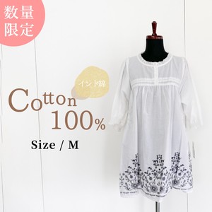 Tunic Floral Pattern Tops Embroidered Ladies