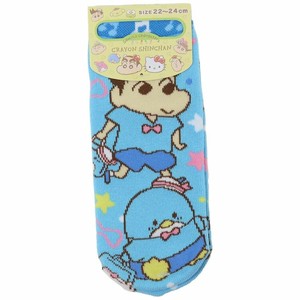 【靴下】クレヨンしんちゃん×サンリオ レディースソックス タキシードサム 風間くん ブルー