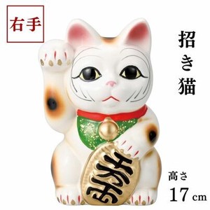 [招き猫]千万両5号福猫(白)右 17cm 瀬戸焼【貯金箱】