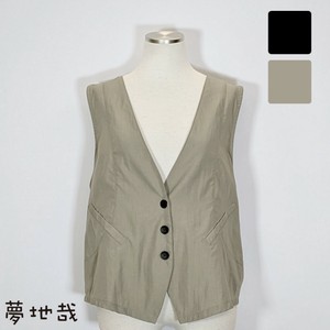 Vest/Gilet Plain Color Waist Vest Front Opening Washer Short Length
